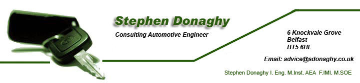 Stephen Donaghy  Automotive Consulting Engineeer - Tel 02890333357 Email: Stephen.Donaghy@Glassmail.net